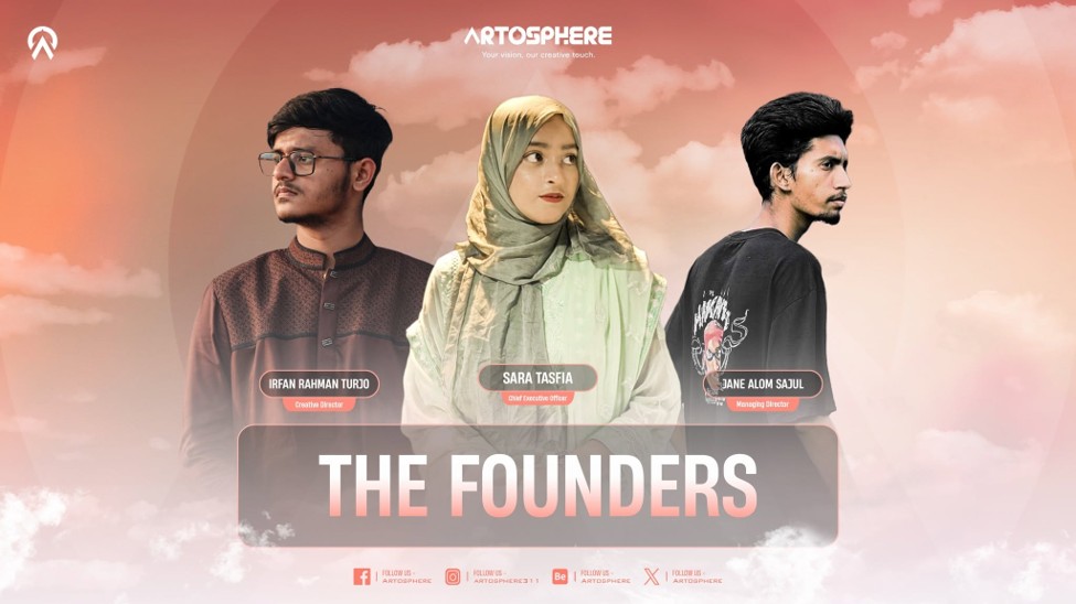 Artosphere founders — Irfan Rahman Turjo, Sara Tasfia, Jane Alom Sajul